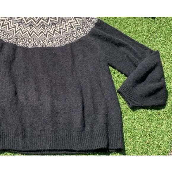 HOLDEN ANTHROPOLOGIE black fair isle WOOL BLEND SWEATER sz S - Picture 7 of 7